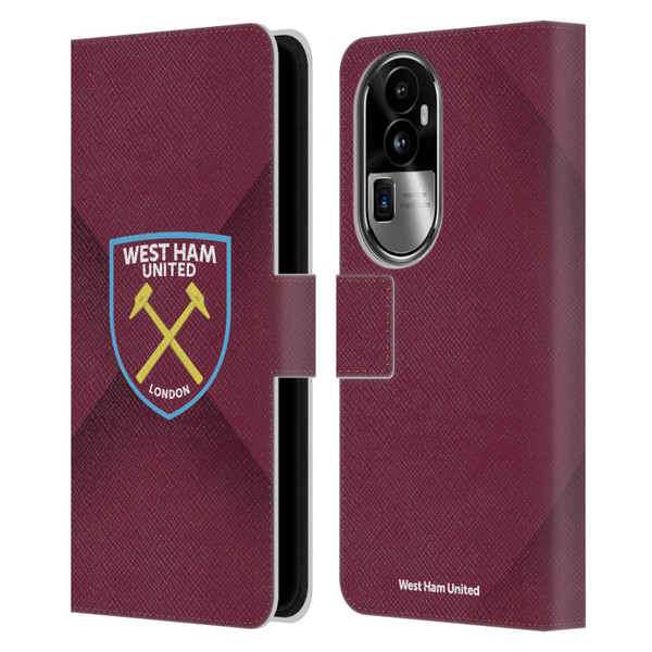 West Ham United FC Crest Gradient Leather Book Wallet Case Cover For OPPO Reno10 Pro+