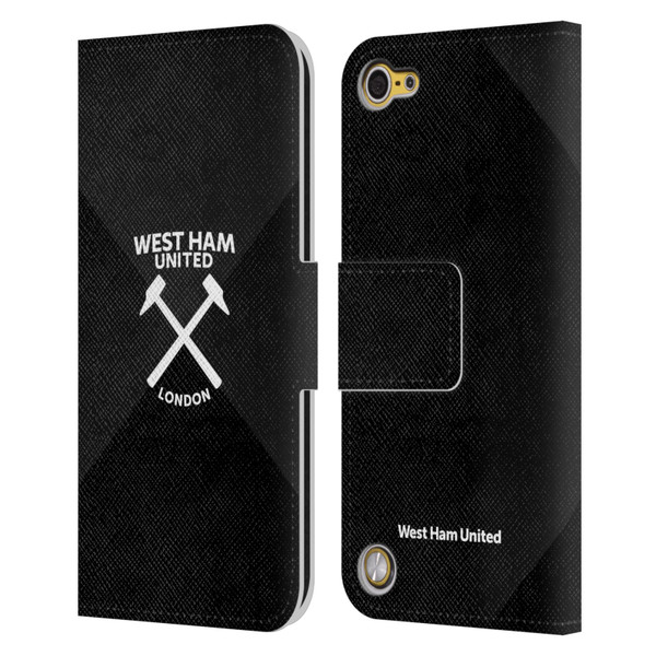 West Ham United FC Hammer Marque Kit Black & White Gradient Leather Book Wallet Case Cover For Apple iPod Touch 5G 5th Gen