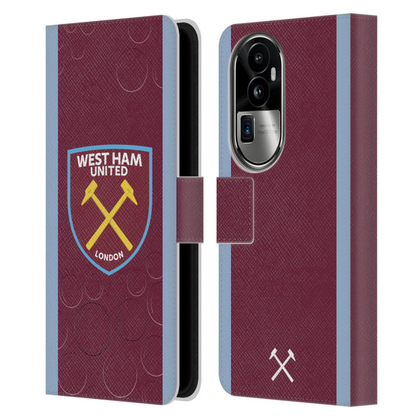 West Ham United FC 2023/24 Crest Kit Home Leather Book Wallet Case Cover For OPPO Reno10 Pro+