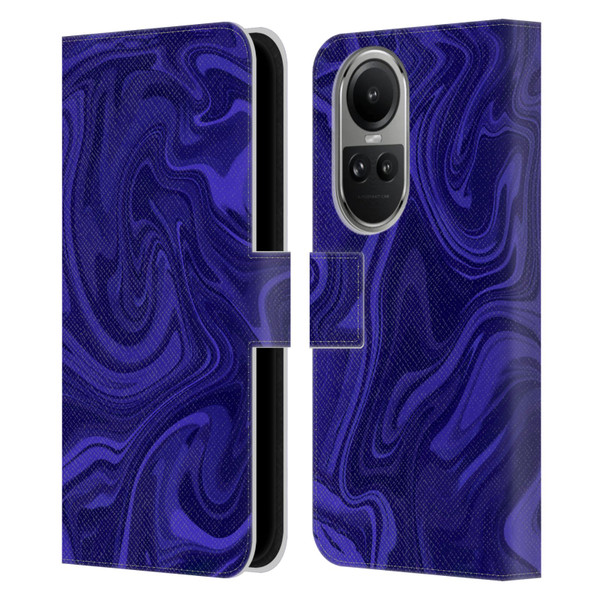 Suzan Lind Marble Indigo Leather Book Wallet Case Cover For OPPO Reno10 5G / Reno10 Pro 5G