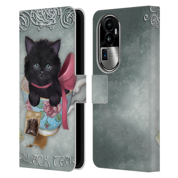 Ash Evans Black Cats Tea Leather Book Wallet Case Cover For OPPO Reno10 Pro+