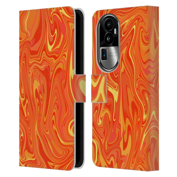 Suzan Lind Marble 2 Orange Leather Book Wallet Case Cover For OPPO Reno10 Pro+