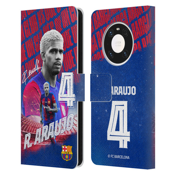 FC Barcelona 2023/24 First Team Ronald Araújo Leather Book Wallet Case Cover For Huawei Mate 40 Pro 5G