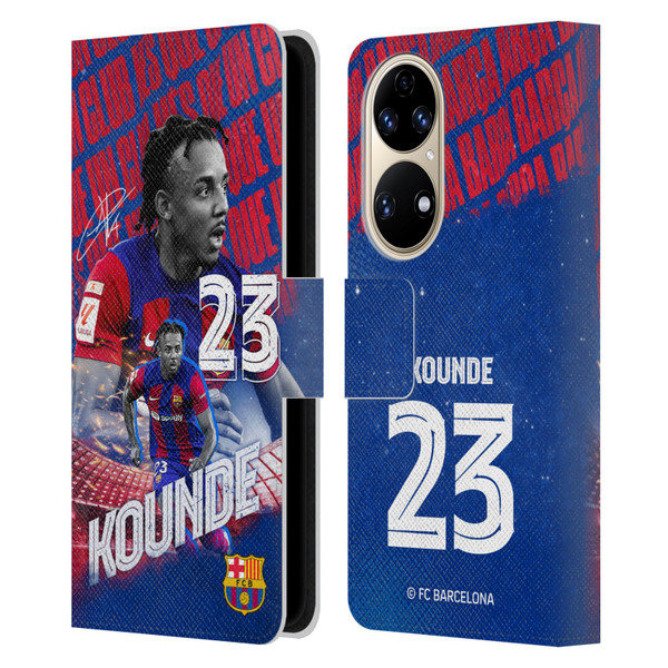 FC Barcelona 2023/24 First Team Jules Koundé Leather Book Wallet Case Cover For Huawei P50