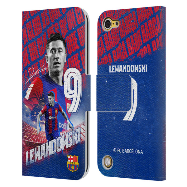 FC Barcelona 2023/24 First Team Robert Lewandowski Leather Book Wallet Case Cover For Apple iPod Touch 5G 5th Gen