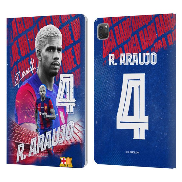 FC Barcelona 2023/24 First Team Ronald Araújo Leather Book Wallet Case Cover For Apple iPad Pro 11 2020 / 2021 / 2022