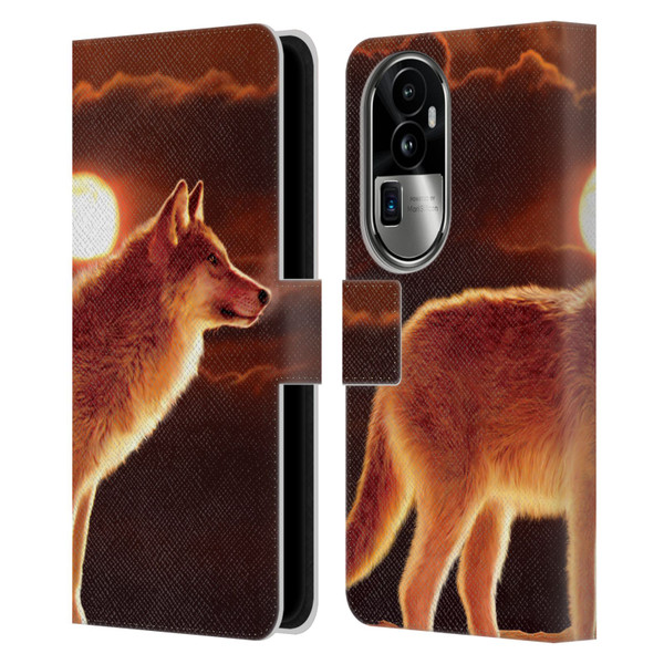 Vincent Hie Animals Sunset Wolf Leather Book Wallet Case Cover For OPPO Reno10 Pro+