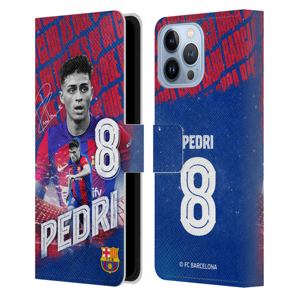 FC Barcelona 2023/24 First Team Pedri Leather Book Wallet Case Cover For Apple iPhone 13 Pro Max