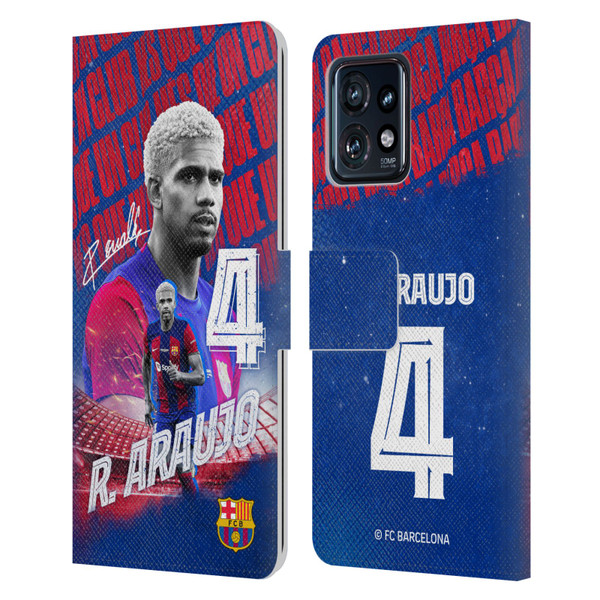 FC Barcelona 2023/24 First Team Ronald Araújo Leather Book Wallet Case Cover For Motorola Moto Edge 40 Pro
