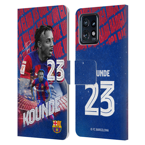 FC Barcelona 2023/24 First Team Jules Koundé Leather Book Wallet Case Cover For Motorola Moto Edge 40 Pro