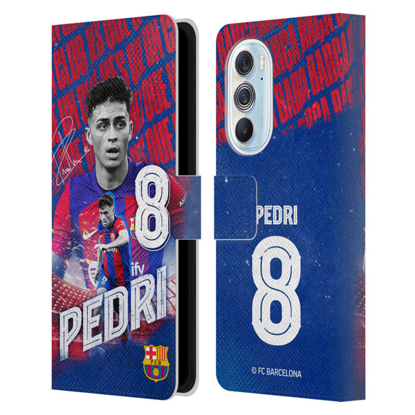 FC Barcelona 2023/24 First Team Pedri Leather Book Wallet Case Cover For Motorola Edge X30