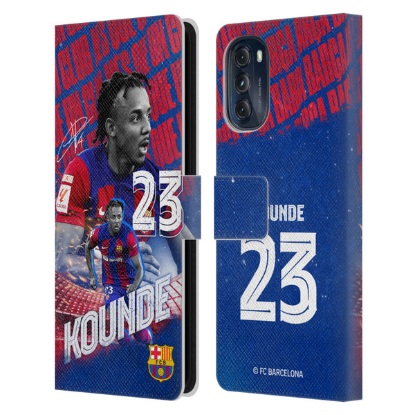FC Barcelona 2023/24 First Team Jules Koundé Leather Book Wallet Case Cover For Motorola Moto G (2022)