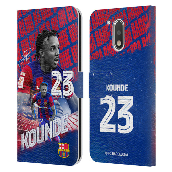 FC Barcelona 2023/24 First Team Jules Koundé Leather Book Wallet Case Cover For Motorola Moto G41
