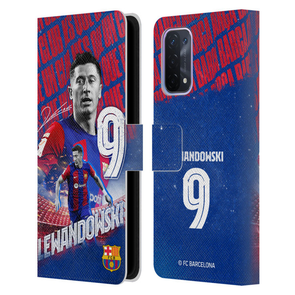FC Barcelona 2023/24 First Team Robert Lewandowski Leather Book Wallet Case Cover For OPPO A54 5G