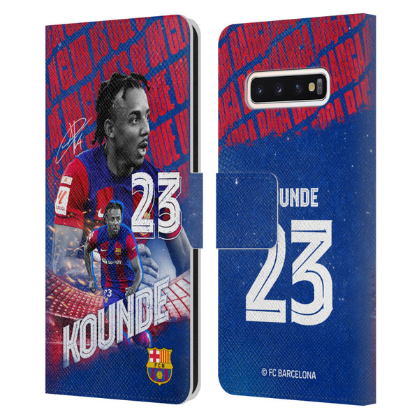 FC Barcelona 2023/24 First Team Jules Koundé Leather Book Wallet Case Cover For Samsung Galaxy S10