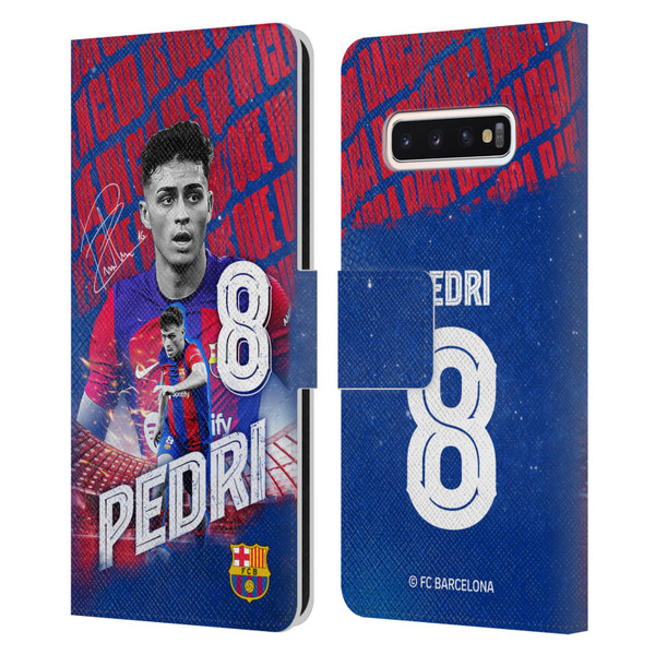 FC Barcelona 2023/24 First Team Pedri Leather Book Wallet Case Cover For Samsung Galaxy S10