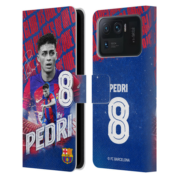 FC Barcelona 2023/24 First Team Pedri Leather Book Wallet Case Cover For Xiaomi Mi 11 Ultra