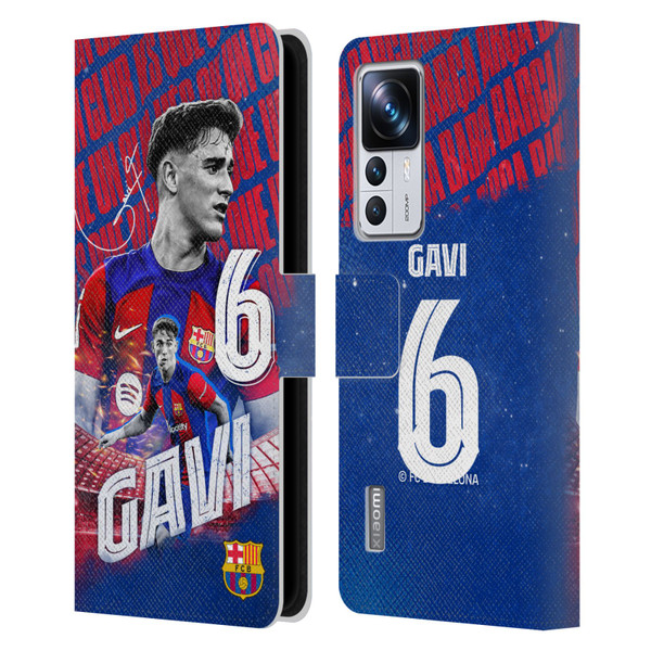 FC Barcelona 2023/24 First Team Gavi Leather Book Wallet Case Cover For Xiaomi 12T Pro