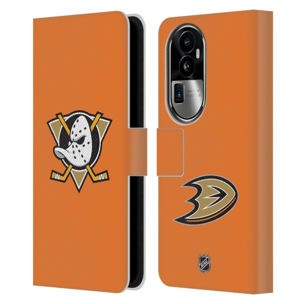 NHL Anaheim Ducks Plain Leather Book Wallet Case Cover For OPPO Reno10 Pro+