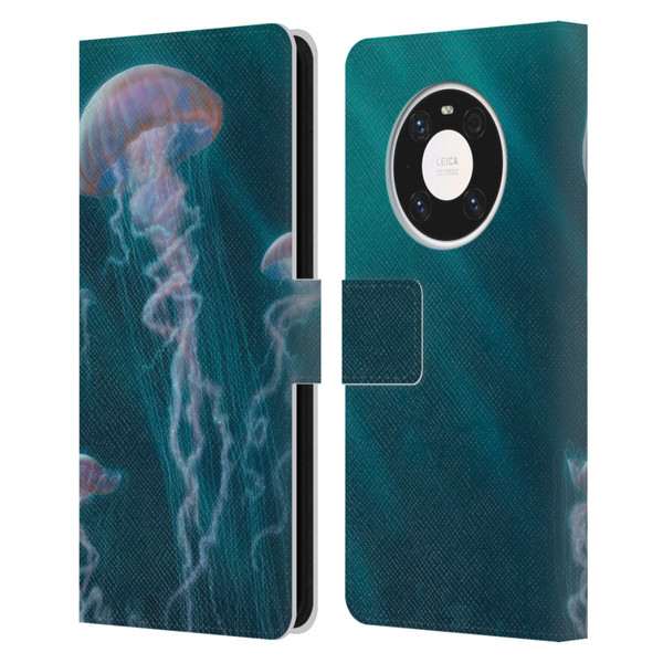 Vincent Hie Underwater Jellyfish Leather Book Wallet Case Cover For Huawei Mate 40 Pro 5G