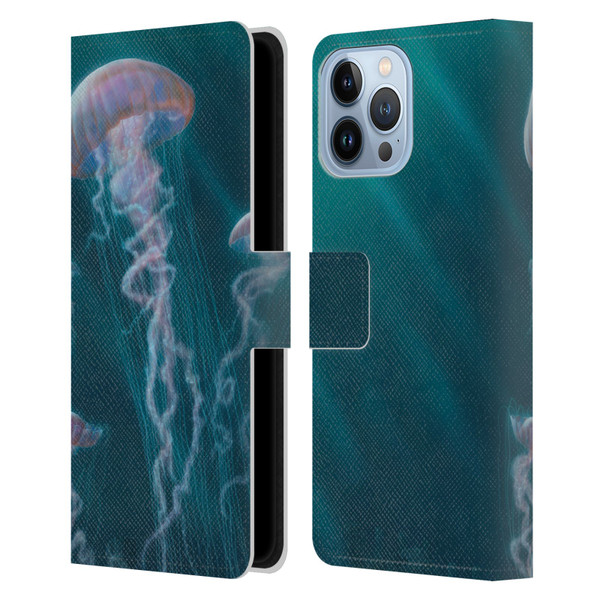 Vincent Hie Underwater Jellyfish Leather Book Wallet Case Cover For Apple iPhone 13 Pro Max