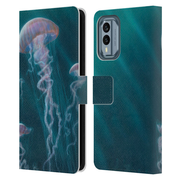 Vincent Hie Underwater Jellyfish Leather Book Wallet Case Cover For Nokia X30