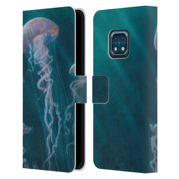 Vincent Hie Underwater Jellyfish Leather Book Wallet Case Cover For Nokia XR20