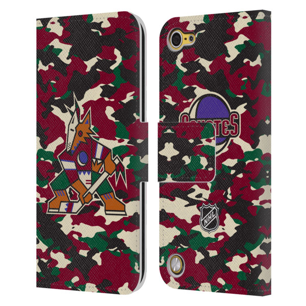 NHL Arizona Coyotes Camouflage Leather Book Wallet Case Cover For Apple iPod Touch 5G 5th Gen