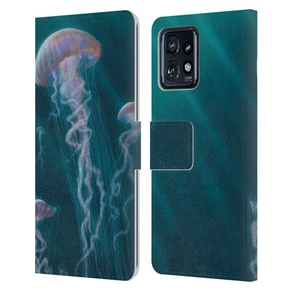 Vincent Hie Underwater Jellyfish Leather Book Wallet Case Cover For Motorola Moto Edge 40 Pro
