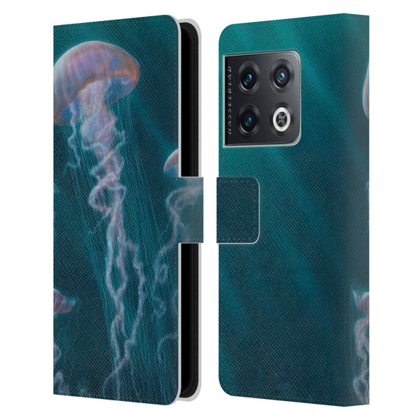 Vincent Hie Underwater Jellyfish Leather Book Wallet Case Cover For OnePlus 10 Pro