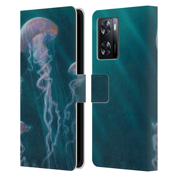 Vincent Hie Underwater Jellyfish Leather Book Wallet Case Cover For OPPO A57s