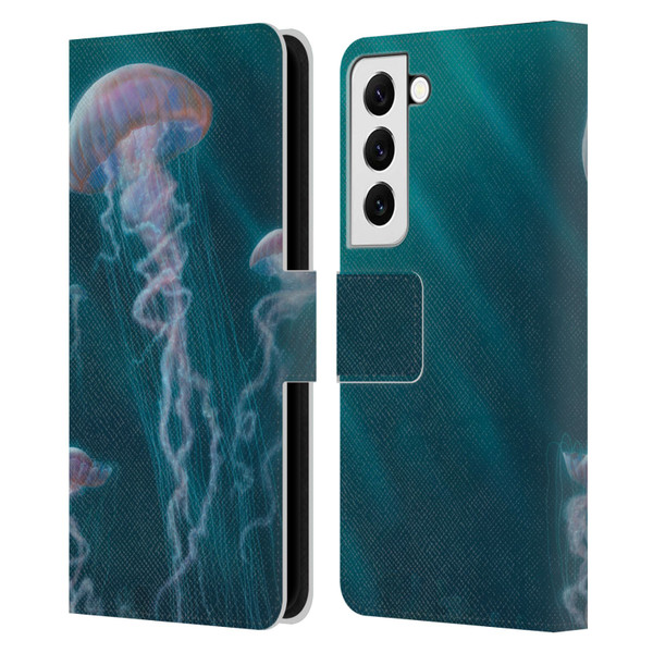 Vincent Hie Underwater Jellyfish Leather Book Wallet Case Cover For Samsung Galaxy S22 5G