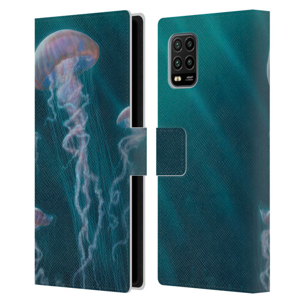 Vincent Hie Underwater Jellyfish Leather Book Wallet Case Cover For Xiaomi Mi 10 Lite 5G