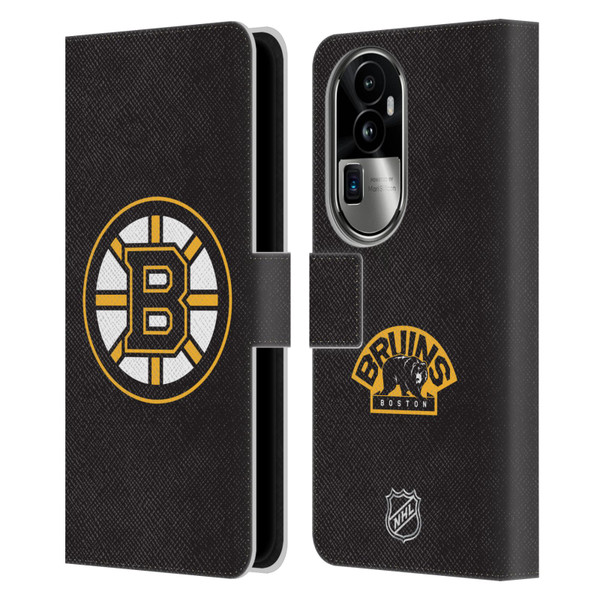 NHL Boston Bruins Plain Leather Book Wallet Case Cover For OPPO Reno10 Pro+