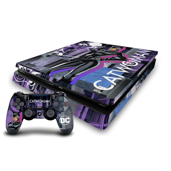 DC Women Core Compositions Catwoman Vinyl Sticker Skin Decal Cover for Sony PS4 Slim Console & Controller