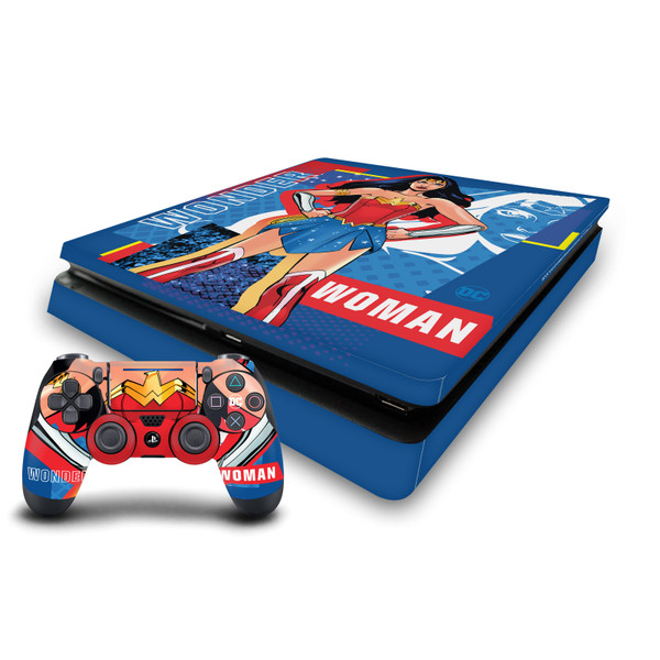 DC Women Core Compositions Wonder Woman Vinyl Sticker Skin Decal Cover for Sony PS4 Slim Console & Controller