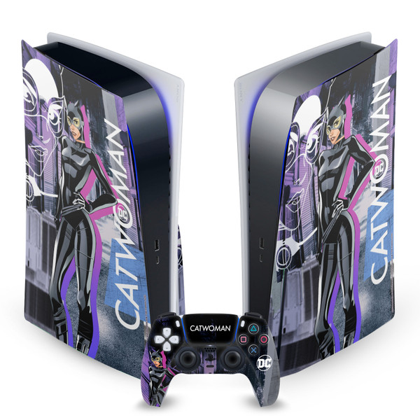 DC Women Core Compositions Catwoman Vinyl Sticker Skin Decal Cover for Sony PS5 Disc Edition Bundle