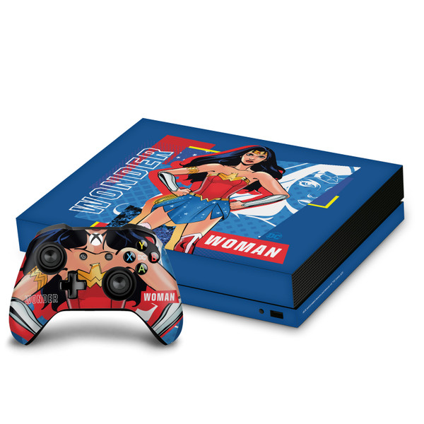 DC Women Core Compositions Wonder Woman Vinyl Sticker Skin Decal Cover for Microsoft Xbox One X Bundle