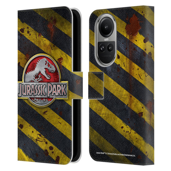 Jurassic Park Logo Distressed Look Crosswalk Leather Book Wallet Case Cover For OPPO Reno10 5G / Reno10 Pro 5G