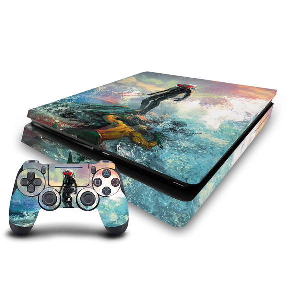 Aquaman DC Comics Comic Book Cover Black Manta Painting Vinyl Sticker Skin Decal Cover for Sony PS4 Slim Console & Controller