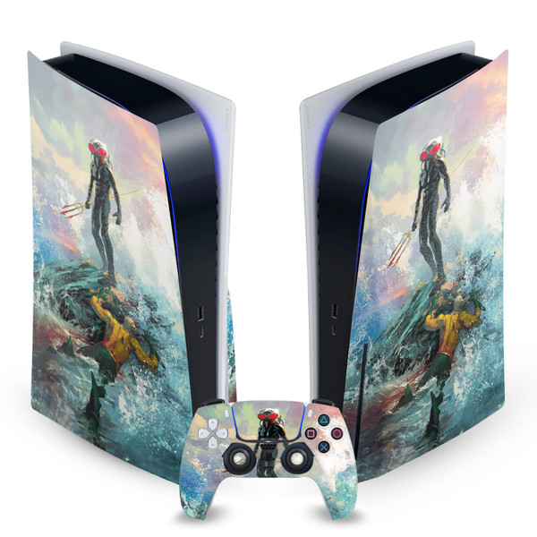 Aquaman DC Comics Comic Book Cover Black Manta Painting Vinyl Sticker Skin Decal Cover for Sony PS5 Disc Edition Bundle