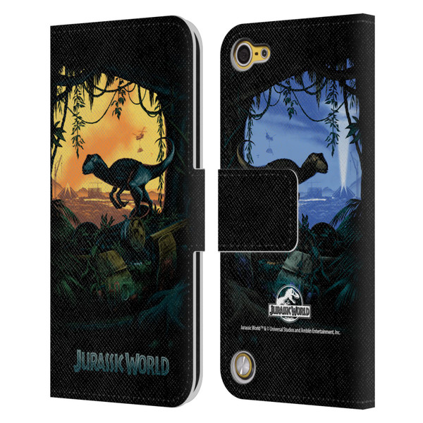 Jurassic World Key Art Blue Velociraptor Leather Book Wallet Case Cover For Apple iPod Touch 5G 5th Gen
