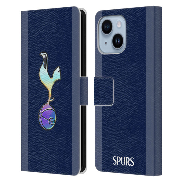 Tottenham Hotspur F.C. 2023/24 Badge Dark Blue and Purple Leather Book Wallet Case Cover For Apple iPhone 14 Plus