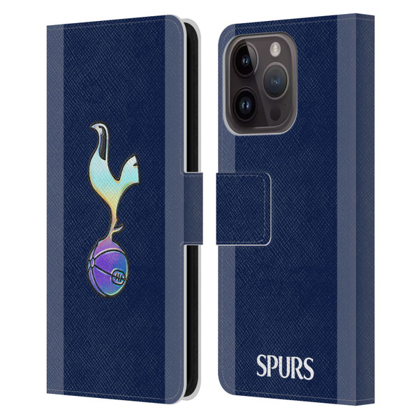 Tottenham Hotspur F.C. 2023/24 Badge Dark Blue and Purple Leather Book Wallet Case Cover For Apple iPhone 15 Pro