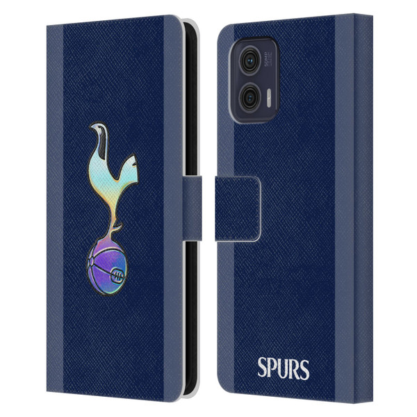 Tottenham Hotspur F.C. 2023/24 Badge Dark Blue and Purple Leather Book Wallet Case Cover For Motorola Moto G73 5G