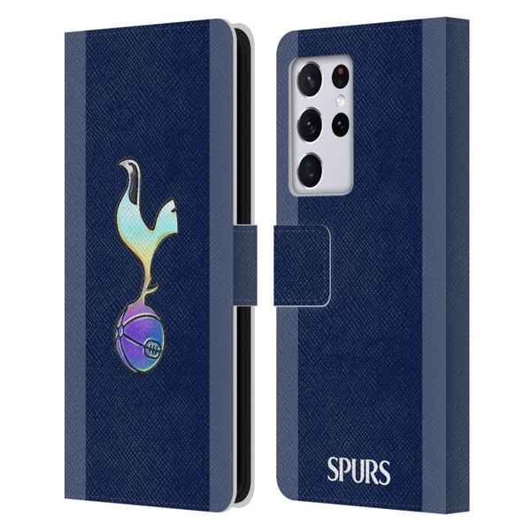 Tottenham Hotspur F.C. 2023/24 Badge Dark Blue and Purple Leather Book Wallet Case Cover For Samsung Galaxy S21 Ultra 5G