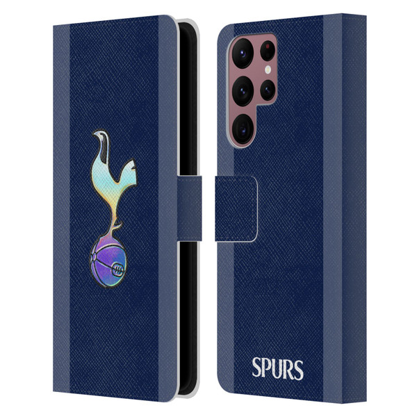 Tottenham Hotspur F.C. 2023/24 Badge Dark Blue and Purple Leather Book Wallet Case Cover For Samsung Galaxy S22 Ultra 5G