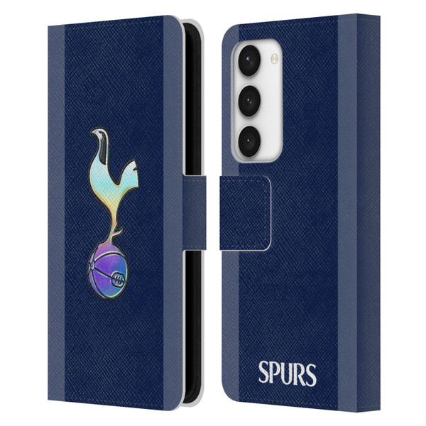 Tottenham Hotspur F.C. 2023/24 Badge Dark Blue and Purple Leather Book Wallet Case Cover For Samsung Galaxy S23 5G