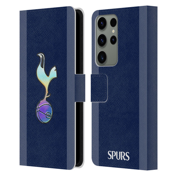 Tottenham Hotspur F.C. 2023/24 Badge Dark Blue and Purple Leather Book Wallet Case Cover For Samsung Galaxy S23 Ultra 5G