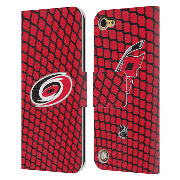 NHL Carolina Hurricanes Net Pattern Leather Book Wallet Case Cover For Apple iPod Touch 5G 5th Gen